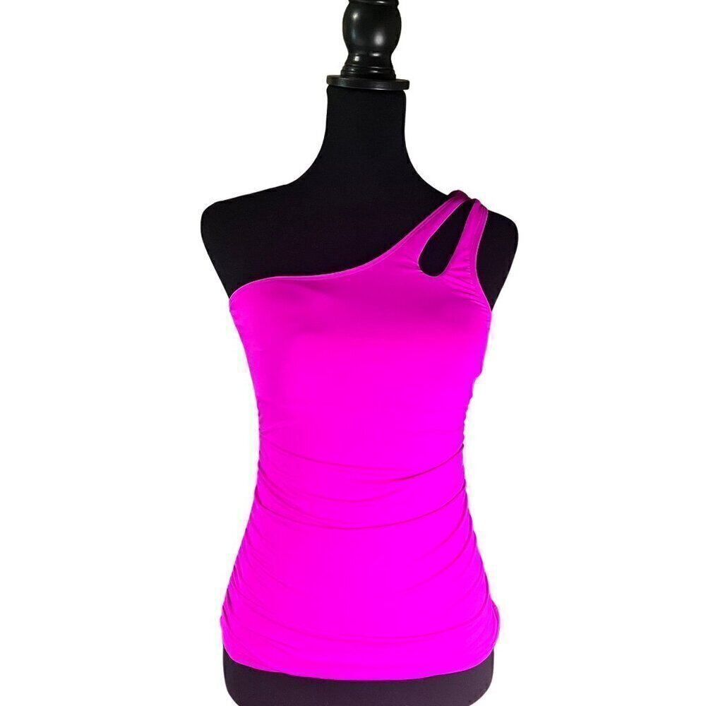 La Blanca Island Goddess One-Shoulder Keyhole Tankini Top, Size 4